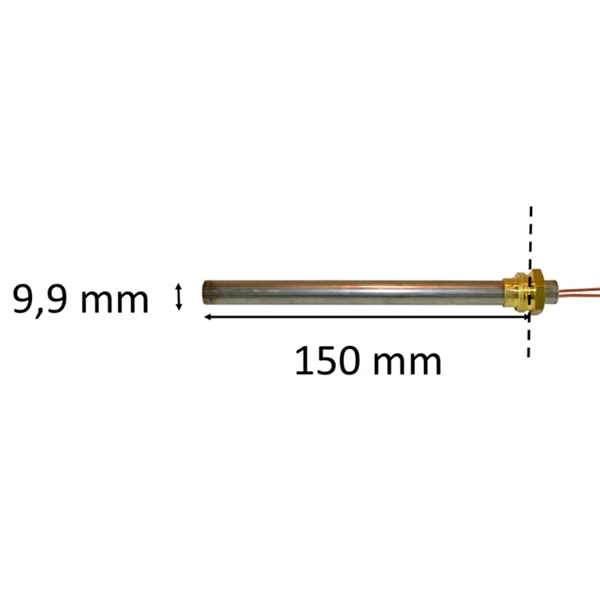 "Igniter with thread for pellet stove: 9,9 mm x 150 mm x 300 Watt 3/8 thread""